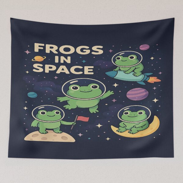 Item preview, Frogs in Space – Cute Astronaut Frogs Floating in Galaxy designed and sold by lothieven.