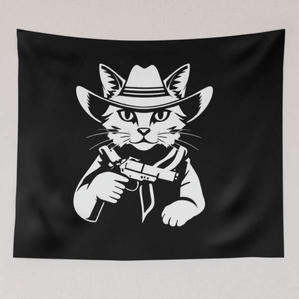 Item preview, Cat Gunslinger - Cool Western Kitty Cartoon designed and sold by Negative Space Art.
