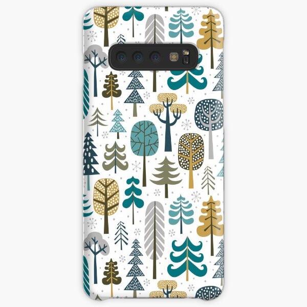 Snowy woods on white background Samsung Galaxy Snap Case