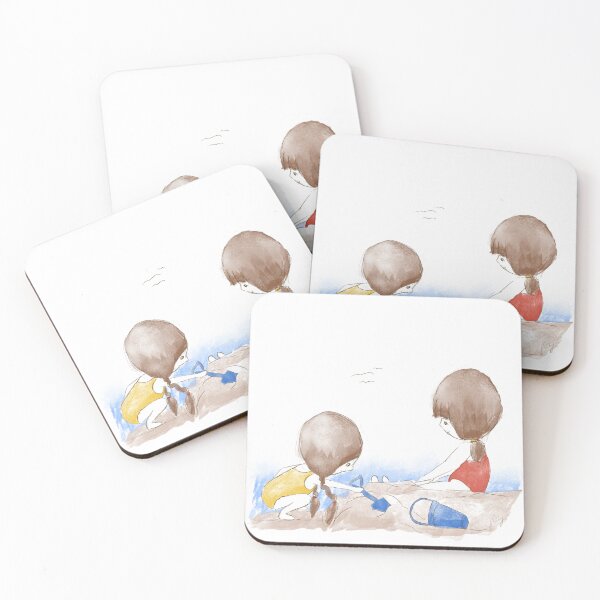 Item preview, Sisters playing in the sand at the beach Nostalgic memories designed and sold by Jaana Day.