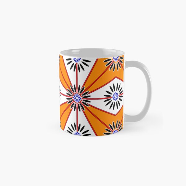 Item preview, Geometric Daisies in Orange, White, Red, Blue, Black designed and sold by FoxfireAndCo.