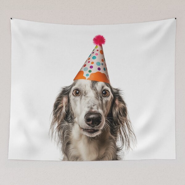 Item preview, Cute Borzoi dog with Party Hat Birthday Celebration designed and sold by LazyOwlStore.