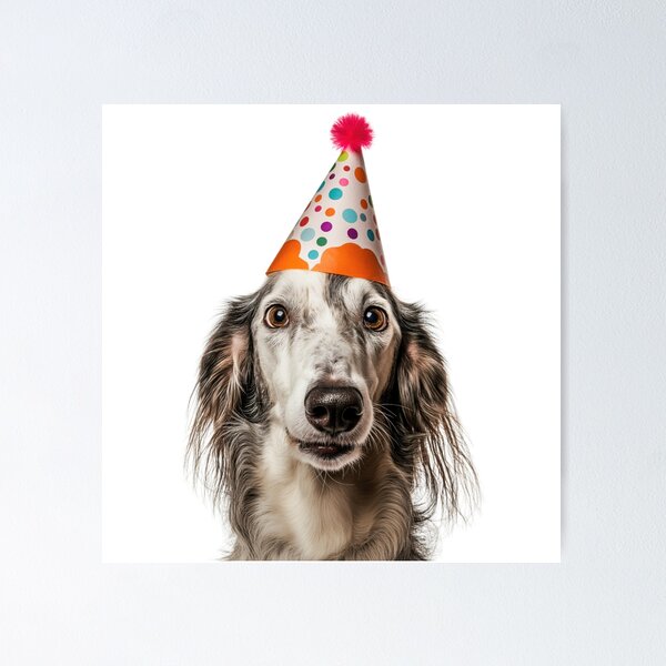 Item preview, Cute Borzoi dog with Party Hat Birthday Celebration designed and sold by LazyOwlStore.