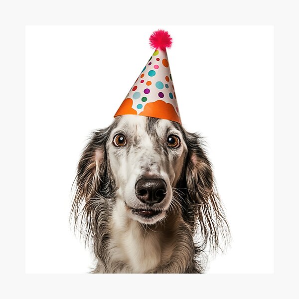 Item preview, Cute Borzoi dog with Party Hat Birthday Celebration designed and sold by LazyOwlStore.