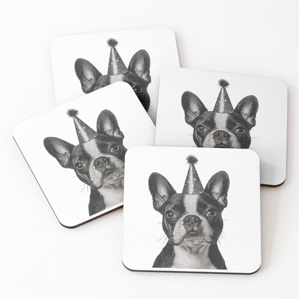 Item preview, Cute Boston Terrier dog with Party Hat Birthday Celebration designed and sold by LazyOwlStore.