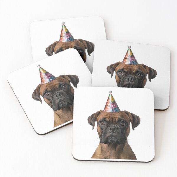 Item preview, Cute Boxer dog with Party Hat Birthday Celebration designed and sold by LazyOwlStore.