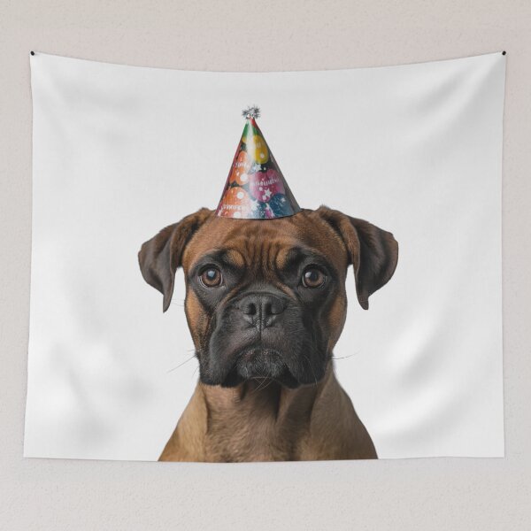 Item preview, Cute Boxer dog with Party Hat Birthday Celebration designed and sold by LazyOwlStore.
