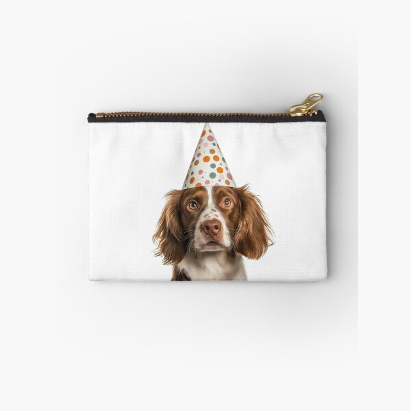 Item preview, Cute Brittany Spaniel dog with Party Hat Birthday Celebration designed and sold by LazyOwlStore.