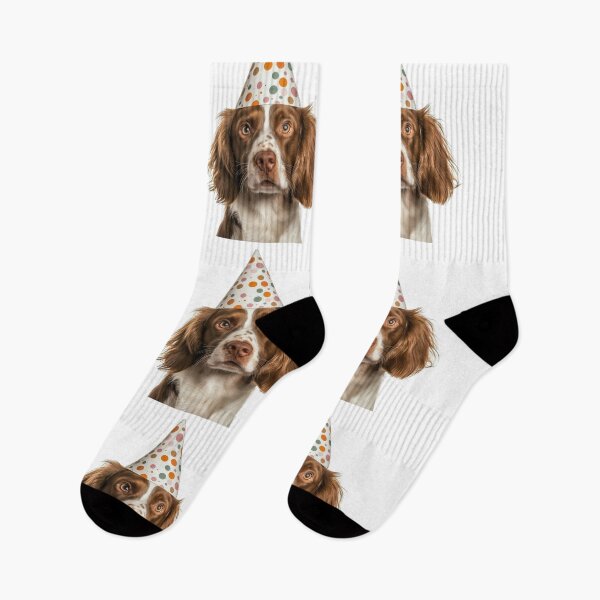 Item preview, Cute Brittany Spaniel dog with Party Hat Birthday Celebration designed and sold by LazyOwlStore.