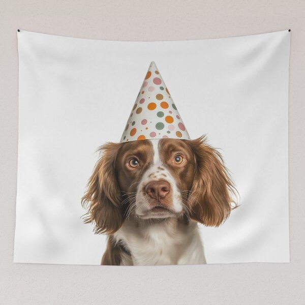 Item preview, Cute Brittany Spaniel dog with Party Hat Birthday Celebration designed and sold by LazyOwlStore.