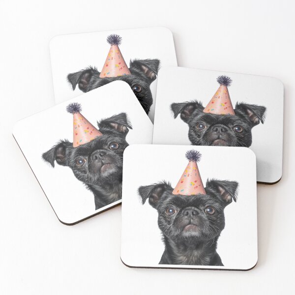 Item preview, Cute Brussels Griffon dog with Party Hat Birthday Celebration designed and sold by LazyOwlStore.