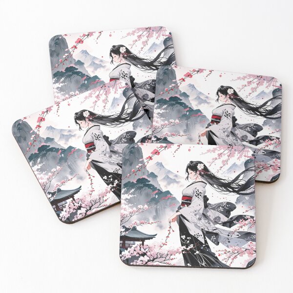 Item preview, a japanese woman wearing kimono walking  through cherryblossoms forest designed and sold by optimusprime39.