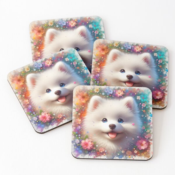 Item preview, Samoyed Beauty – Floral Pet Portrait designed and sold by Cuddle critters.