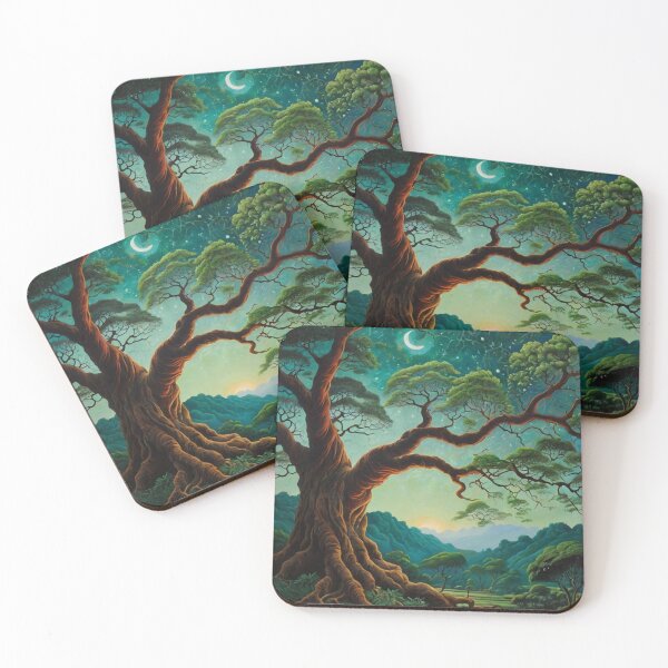 Item preview, night scenery  including a huge tree with sky full of stars and a crescent moon designed and sold by optimusprime39.