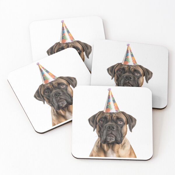 Item preview, Cute Bullmastiff dog with Party Hat Birthday Celebration designed and sold by LazyOwlStore.