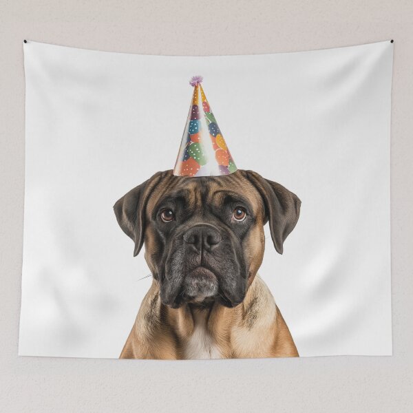 Item preview, Cute Bullmastiff dog with Party Hat Birthday Celebration designed and sold by LazyOwlStore.
