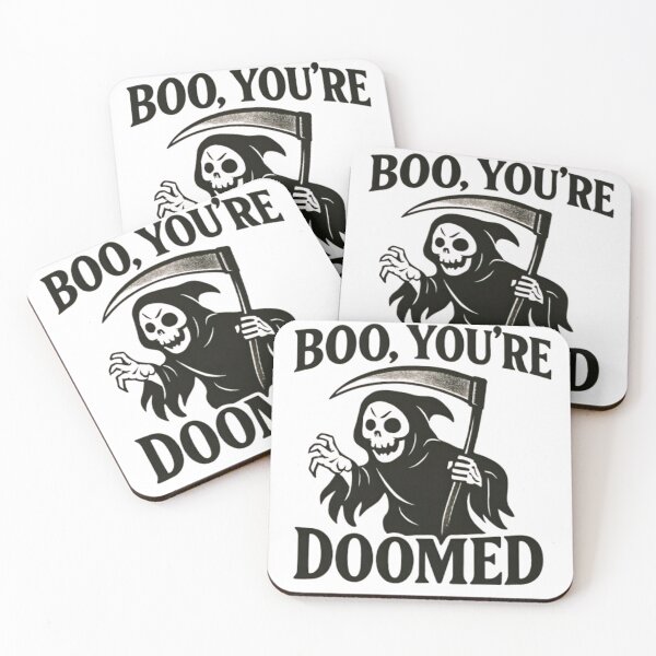 Item preview, BOO, YOU'RE DOOMED – Grim Reaper Funny Scary Quote Design. designed and sold by musabadam2013.