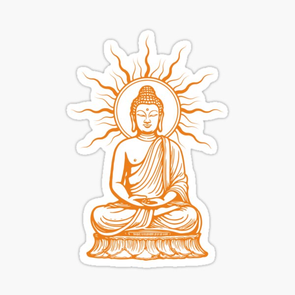 Item preview, "Buddha Sketch with Sun - Minimalist Spiritual Art" designed and sold by pixV.