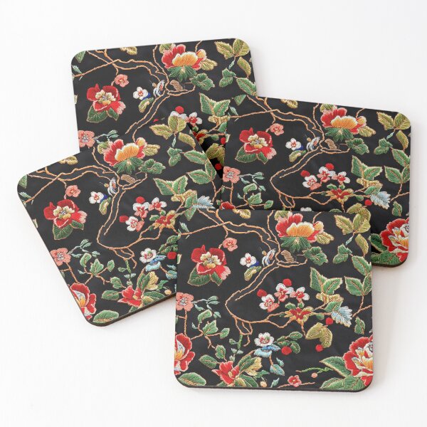 Item preview, Vintage Art Deco Floral Embroidery Chinese Rug designed and sold by GrinGalore.