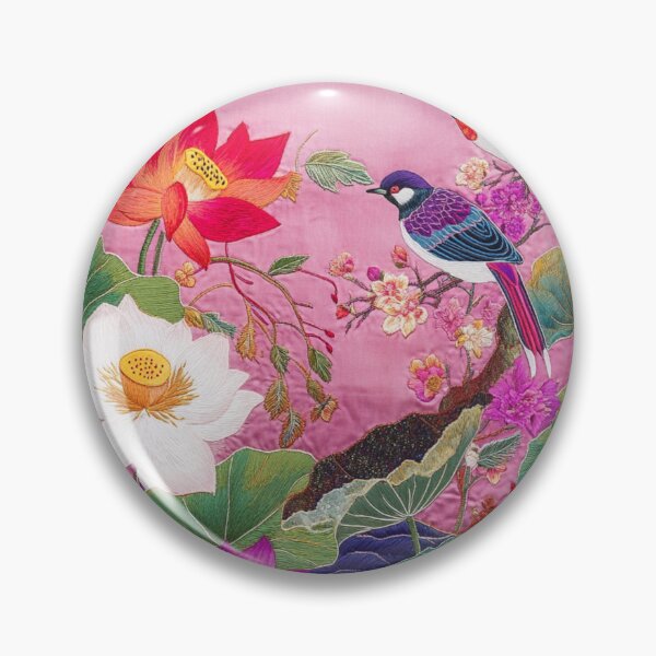 Item preview, Chinese Silk Floral Bright Corolful Embroidery Birds Carpet designed and sold by GrinGalore.