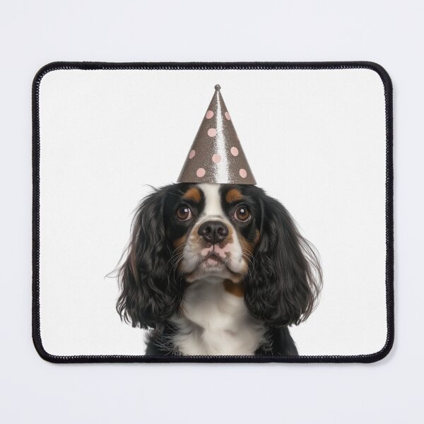 Item preview, Cute Cavalier King Charles Spaniel dog with Party Hat Birthday Celebration designed and sold by LazyOwlStore.