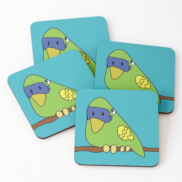Item preview, Green & Yellow Budgie (Blue Background) by Everything Eli designed and sold by EverythingEli.