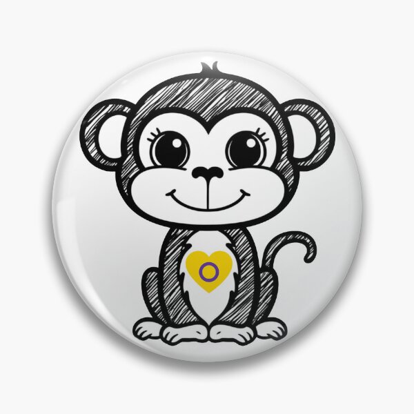 Item preview, Cute Pride Monkey with Intersex Pride Heart  designed and sold by Travelslightly.