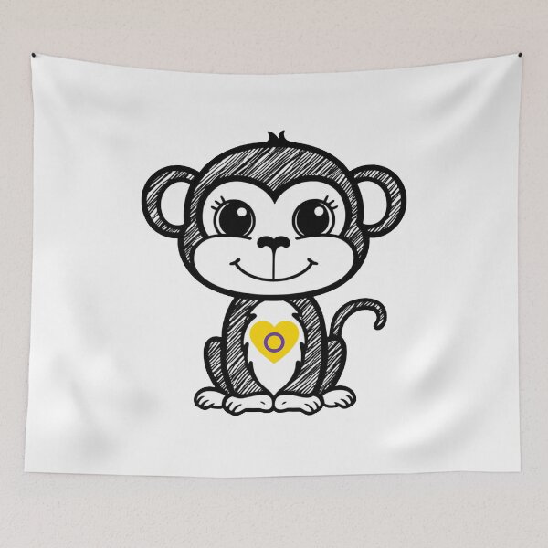 Item preview, Cute Pride Monkey with Intersex Pride Heart  designed and sold by Travelslightly.
