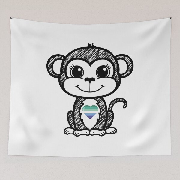 Item preview, Cute Pride Monkey with Gay MLM Pride Heart  designed and sold by Travelslightly.