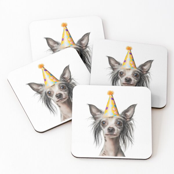 Item preview, Cute Chinese Crested dog with Party Hat Birthday Celebration designed and sold by LazyOwlStore.