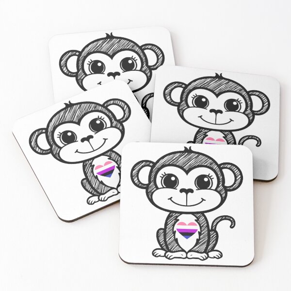 Item preview, Cute Pride Monkey with Genderfluid Pride Heart  designed and sold by Travelslightly.