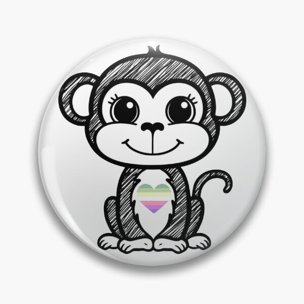 Item preview, Cute Pride Monkey with Genderfae Pride Heart  designed and sold by Travelslightly.
