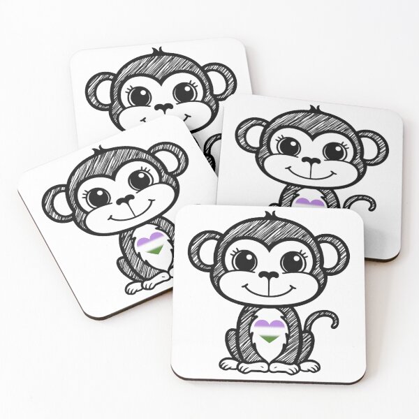 Item preview, Cute Pride Monkey with Genderqueer Pride Heart  designed and sold by Travelslightly.