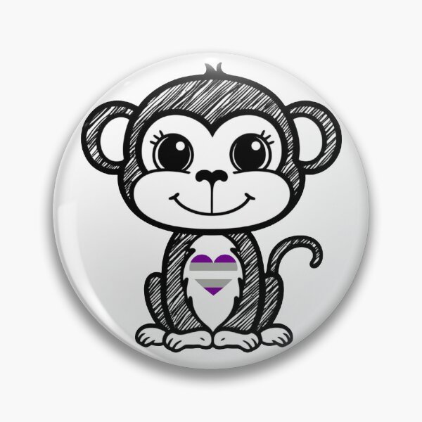 Item preview, Cute Pride Monkey with Greysexual Pride Heart  designed and sold by Travelslightly.
