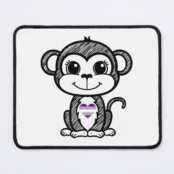 Item preview, Cute Pride Monkey with Greysexual Pride Heart  designed and sold by Travelslightly.