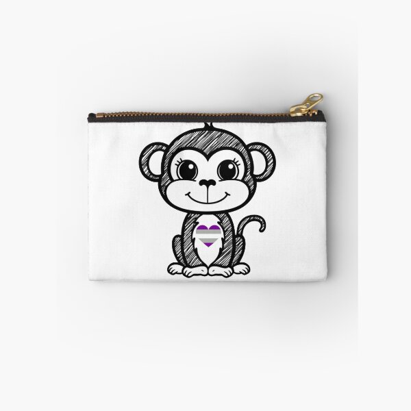 Item preview, Cute Pride Monkey with Greysexual Pride Heart  designed and sold by Travelslightly.