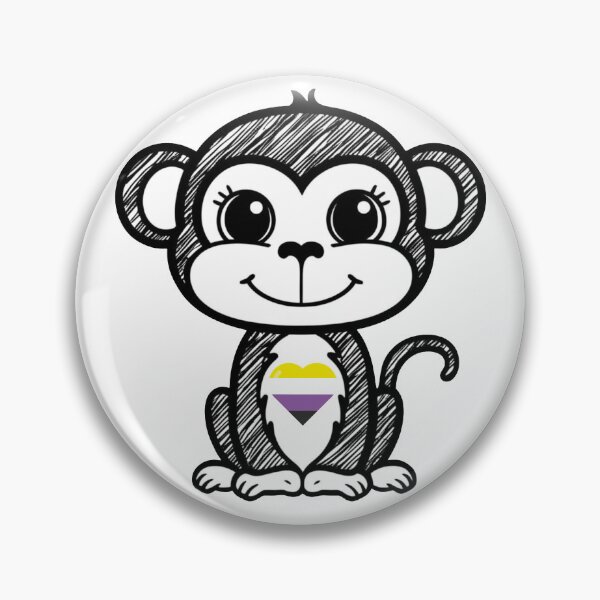 Item preview, Cute Pride Monkey with Nonbinary Pride Heart  designed and sold by Travelslightly.