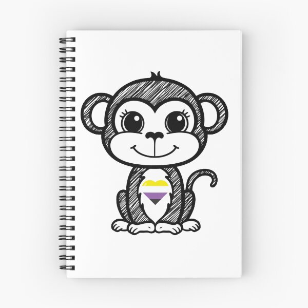 Item preview, Cute Pride Monkey with Nonbinary Pride Heart  designed and sold by Travelslightly.
