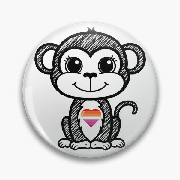 Item preview, Cute Pride Monkey with Lesbian Pride Heart  designed and sold by Travelslightly.