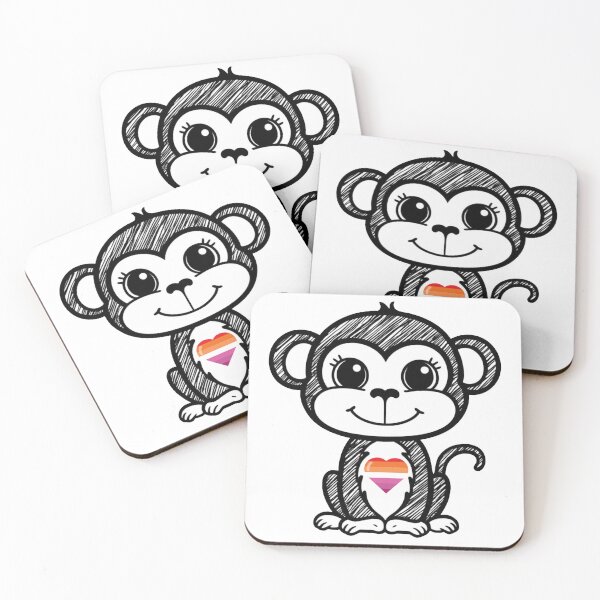 Item preview, Cute Pride Monkey with Lesbian Pride Heart  designed and sold by Travelslightly.