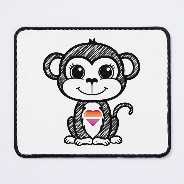 Item preview, Cute Pride Monkey with Lesbian Pride Heart designed and sold by Travelslightly.