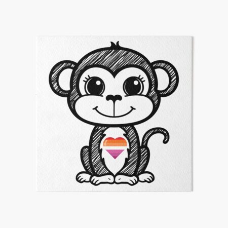 Item preview, Cute Pride Monkey with Lesbian Pride Heart  designed and sold by Travelslightly.