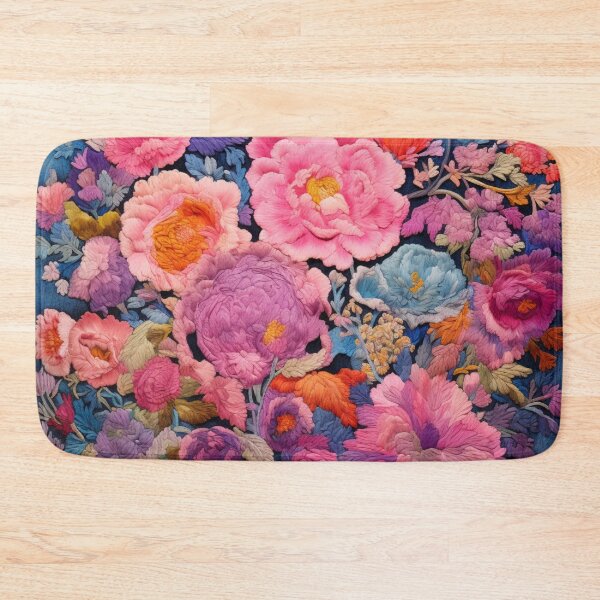 Item preview, Chinese Silk Wool Flowers Pink Blue Peonies Rug designed and sold by GrinGalore.
