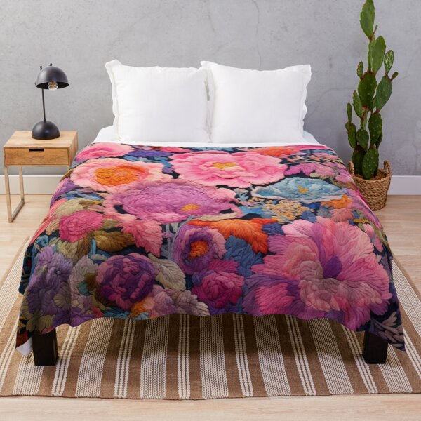 Item preview, Chinese Silk Wool Flowers Pink Blue Peonies Rug designed and sold by GrinGalore.