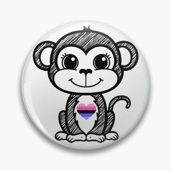 Item preview, Cute Pride Monkey with Omnisexual Pride Heart  designed and sold by Travelslightly.