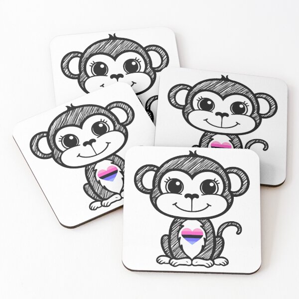 Item preview, Cute Pride Monkey with Omnisexual Pride Heart  designed and sold by Travelslightly.