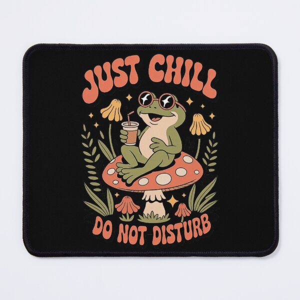 Item preview, Chill Frog Sitting on Mushroom with Drink – Funny Retro Aesthetic Nature Vibes designed and sold by love3617.