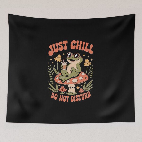 Item preview, Chill Frog Sitting on Mushroom with Drink – Funny Retro Aesthetic Nature Vibes designed and sold by love3617.