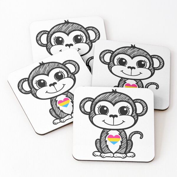 Item preview, Cute Pride Monkey with Pansexual Pride Heart  designed and sold by Travelslightly.