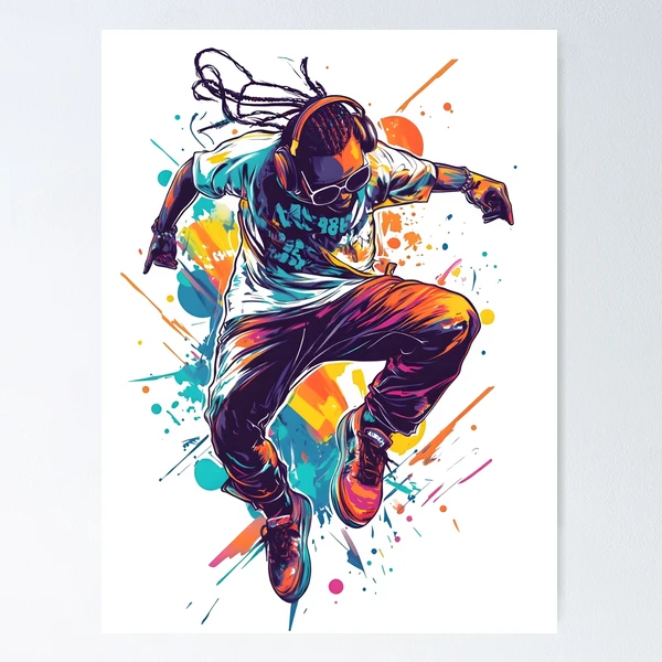 Rapper with Boombox Graffiti Art – Bold Urban Comic Design